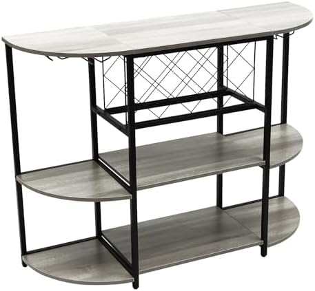 3 Tier Wine Rack Table Industrial Style Grey