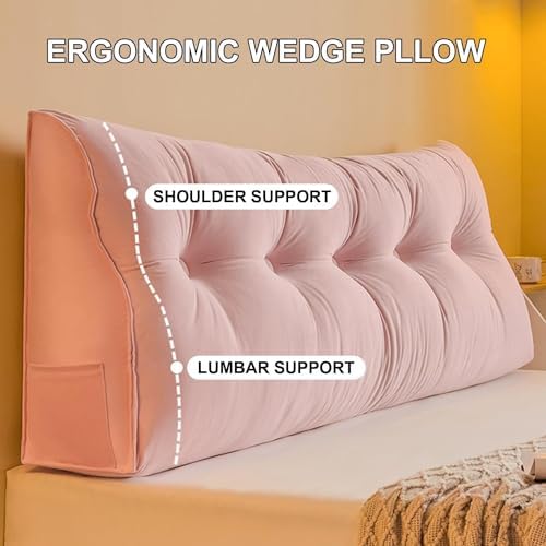 Pink Triangular Headboard Pillow with Removable Cover
