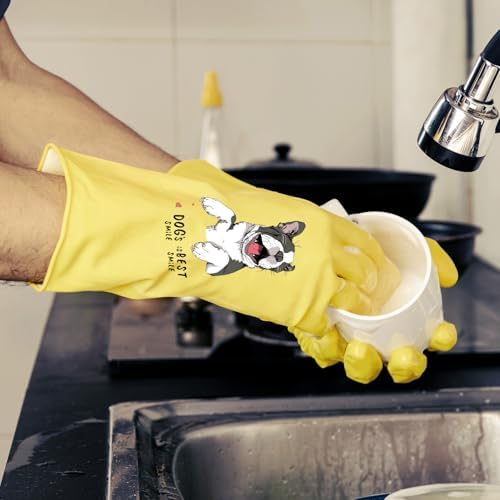 Royipai 4 Pairs Waterproof Kitchen Cleaning Gloves with Cute Patterns