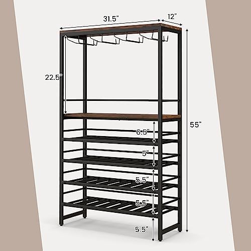 Giantex 4-Tier Freestanding Wine Rack 32 Bottles 16 Glasses