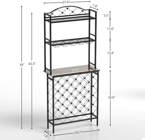 20-Bottle Floor Wine Rack with Glass Holder and Shelves