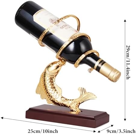 GIZNXBA Modern Gold Metal Wine Rack with Wooden Base