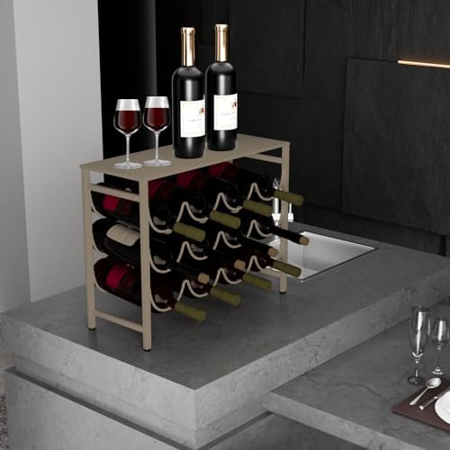 JINGWAYS 12 Bottle Waved Wine Rack with Steel Tray