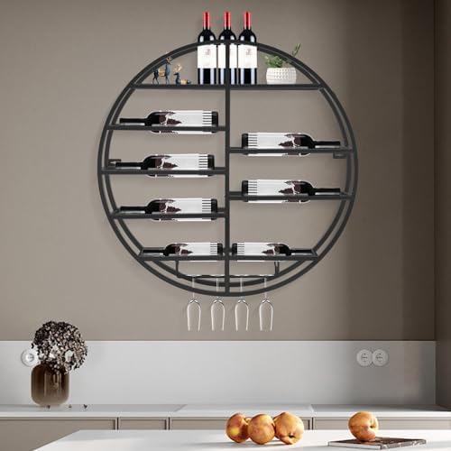 FOGGBET 4 Tier Metal Wine Rack with Glass Track