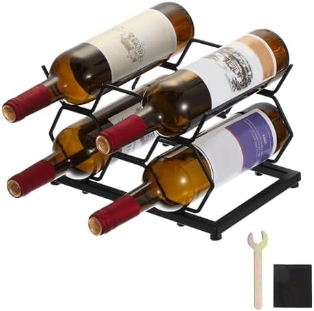 Uxcell 5 Bottle Tabletop Wine Rack Black