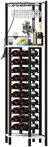 Homeiju Corner Wine Rack with Glass Holder and LED Light