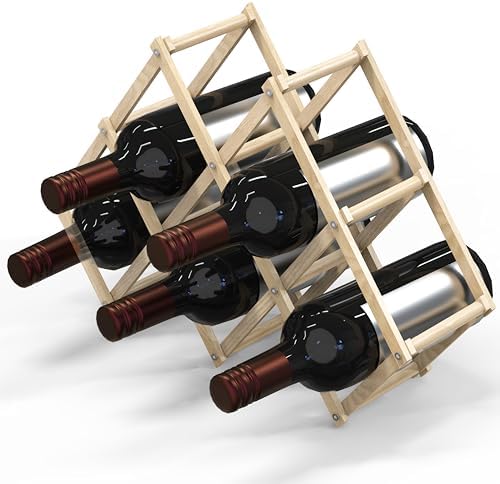 6 Bottle Wood Wine Rack Foldable Stackable