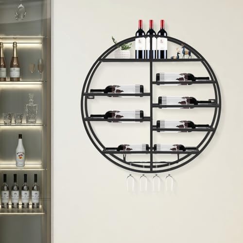 FOGGBET 4 Tier Metal Wine Rack with Glass Track