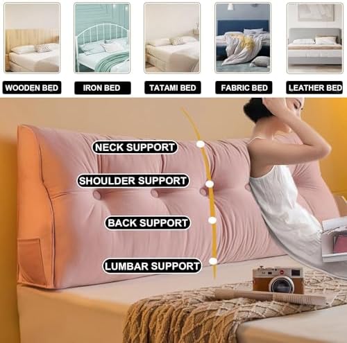 Pink Triangular Headboard Pillow with Removable Cover