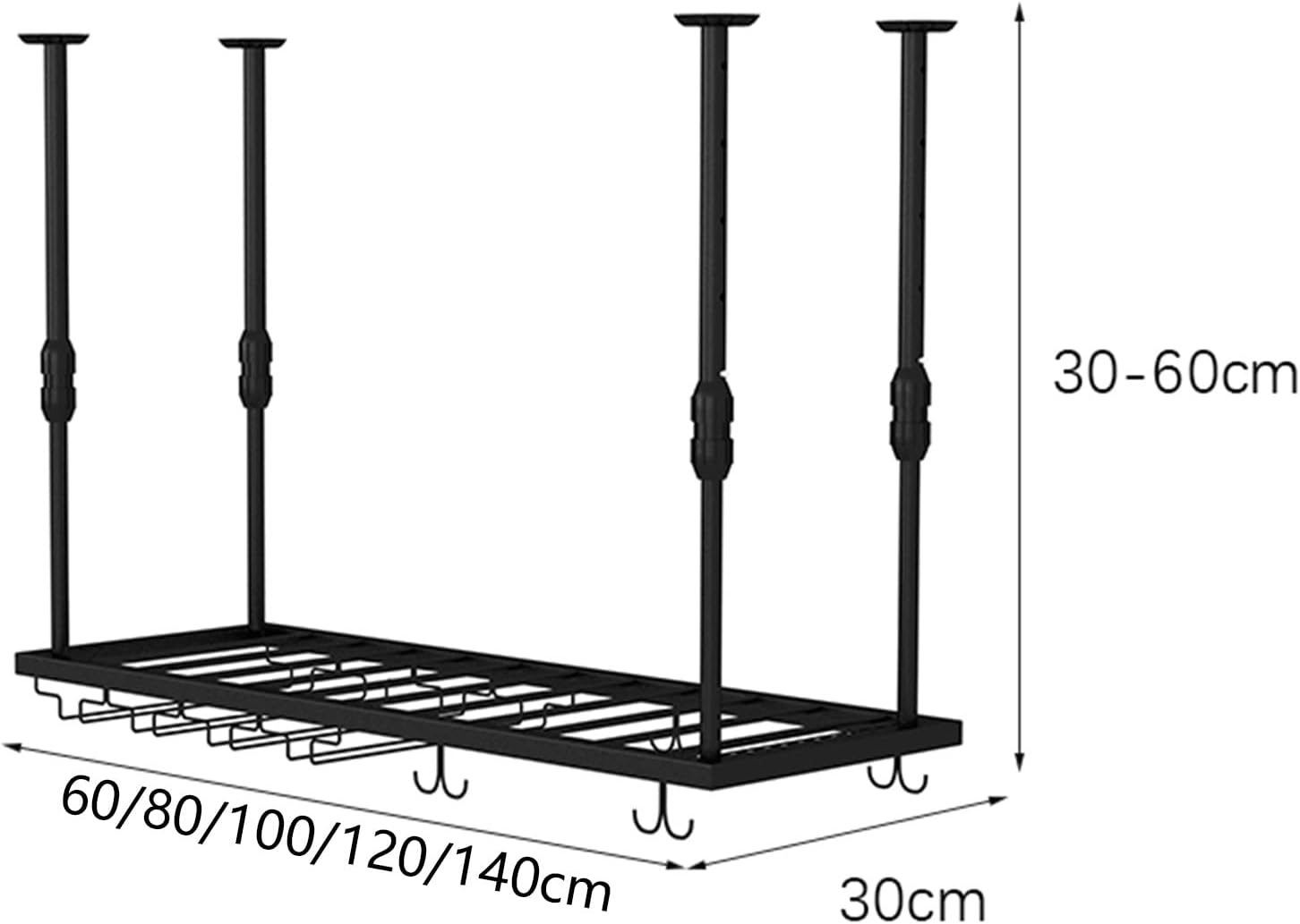 Ceiling Wine Rack with Glass Holder 14 Inch