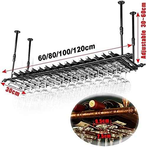 FKRACK Hanging Wine Glass Holder for Ceiling Black