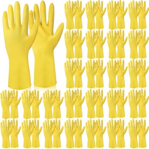 36 Pair Reusable Rubber Dishwashing Gloves for Kitchen Cleaning and Gardening