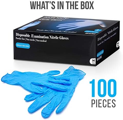 Serenelife Nitrile Gloves 100 Pack - Soft Textured and Comfortable