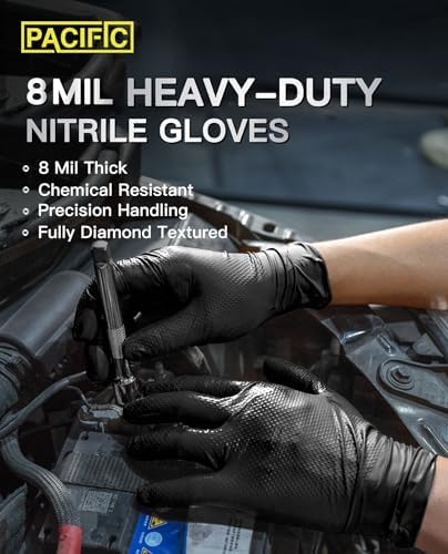 PACIFIC 8-Mil Heavy-Duty Nitrile Gloves Large 1