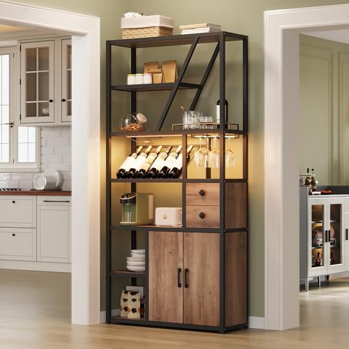 Amyove Freestanding Wine Rack with USB and LED Lights