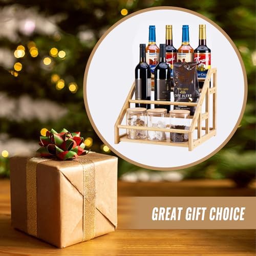 Bamboo 3-Tier Coffee Syrup Rack Organizer 1