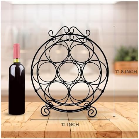 7-Bottle Iron Wine Rack for Countertop and Bar