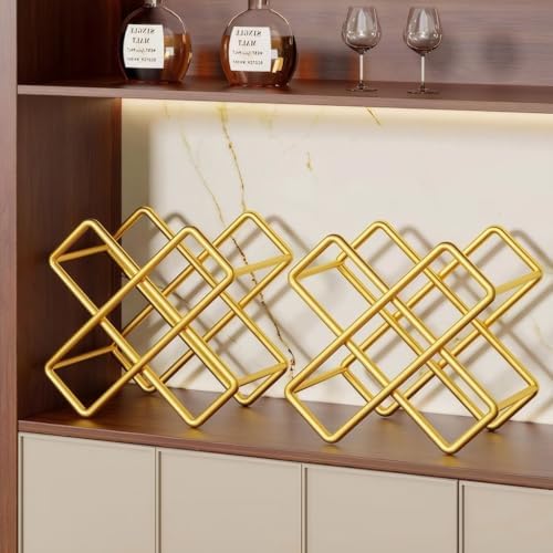 Contemporary Tabletop Wine Rack with Diamond Design