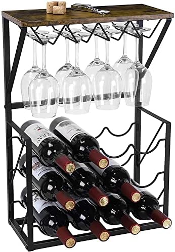 ZJDYDY Freestanding Wine Rack with Glass Holders