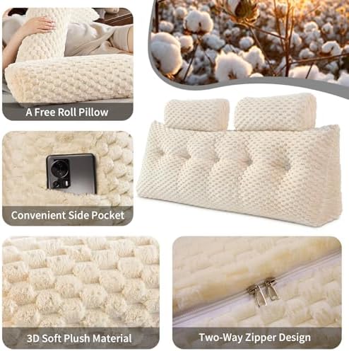 EUHAMS Wedge Headboard Pillow - Triangular Support for Back and Neck