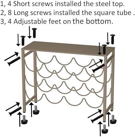 JINGWAYS 12 Bottle Waved Wine Rack with Steel Tray
