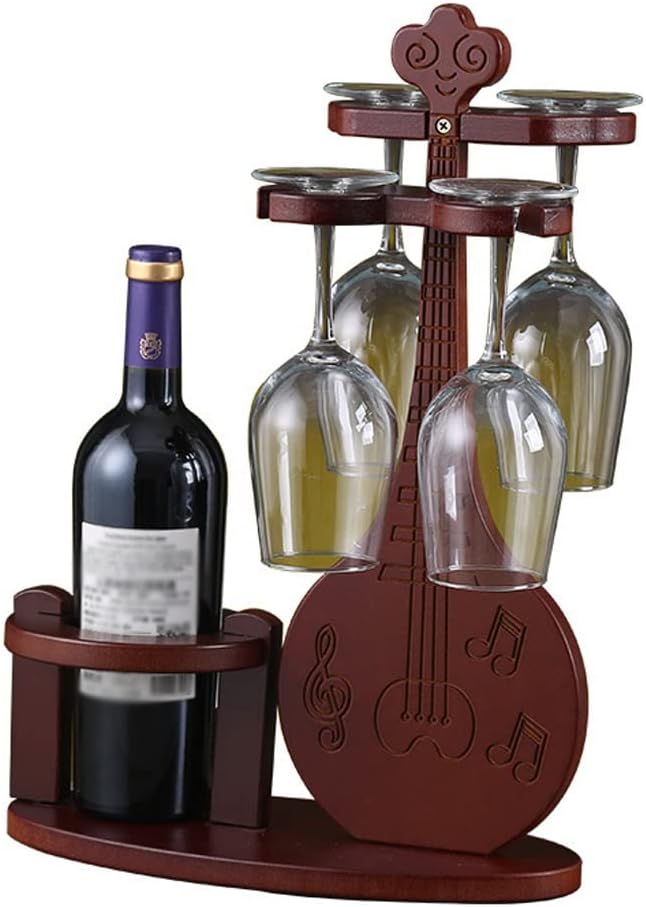 OXOAMP Freestanding Wine Rack with Glass Holder Wooden Storage Stand