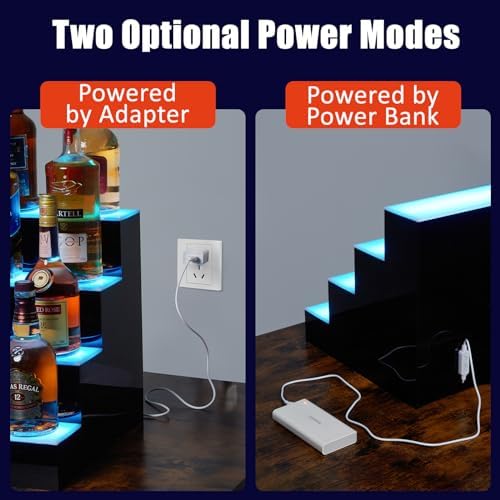 GarveeTech LED Lighted Liquor Bottle Display Shelf