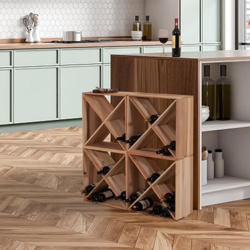 24 Bottle Wooden Wine Rack Freestanding Storage Shelf