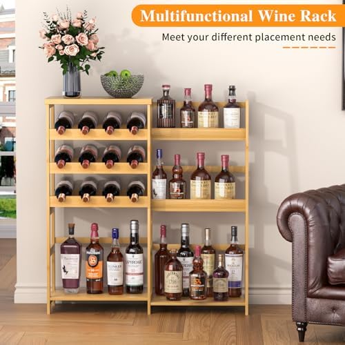 VASMIA Bamboo Liquor Display Shelf Cabinet