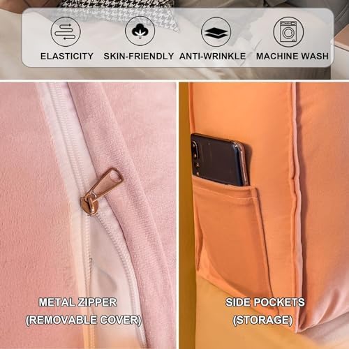 Pink Triangular Headboard Pillow with Removable Cover