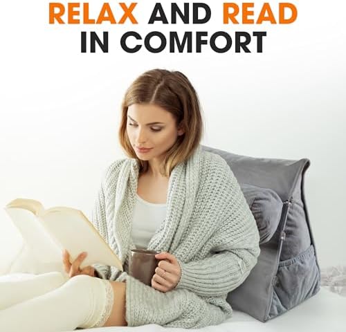 Cheer Collection Reading Wedge Pillow Gray