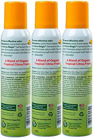 Citrus Magic Organic Air Freshener Spray Orange Zest Pack of 3