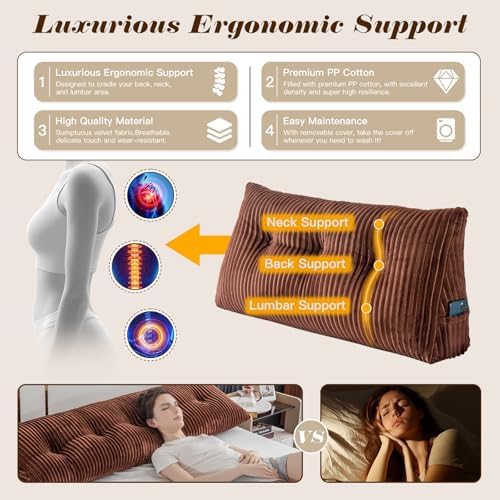 Activance Large Triangular Bed Rest Pillow with Removable Cover 1