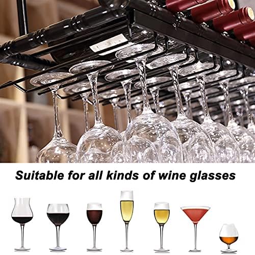 FKRACK Hanging Wine Glass Holder for Ceiling Black