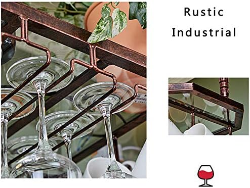 Rustic Bronze Wine Rack with Adjustable Glass Holder