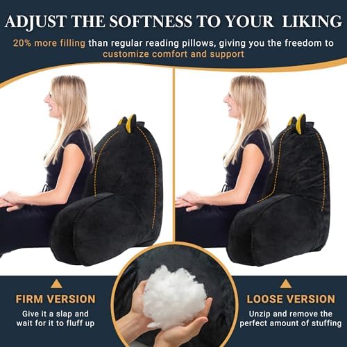 QCats Black Cat Reading Pillow with Armrests and Washable Cover