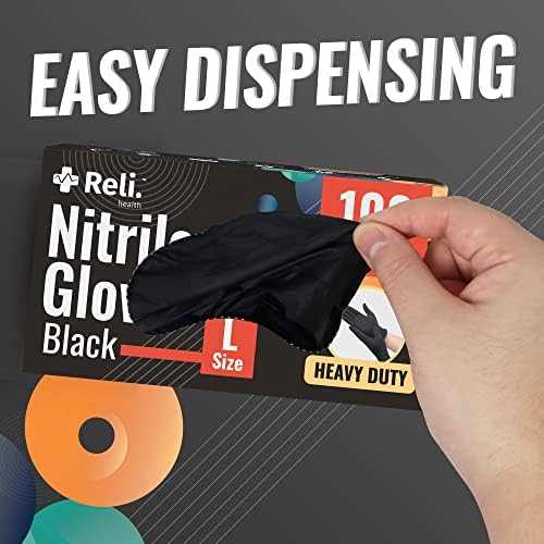 Reli Black Nitrile Gloves Large 500 Pack
