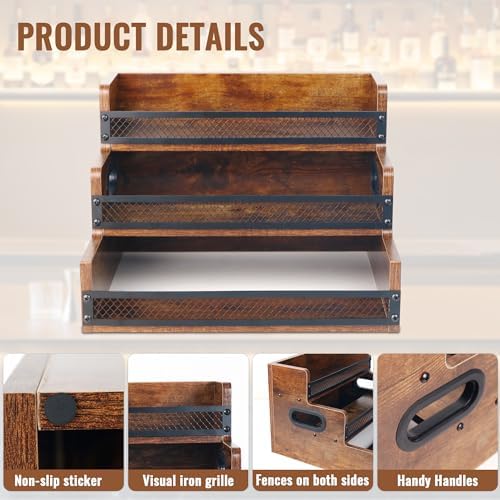 Alyoen 2 Pack 3 Tier Liquor Wine Rack with Handles and Fences