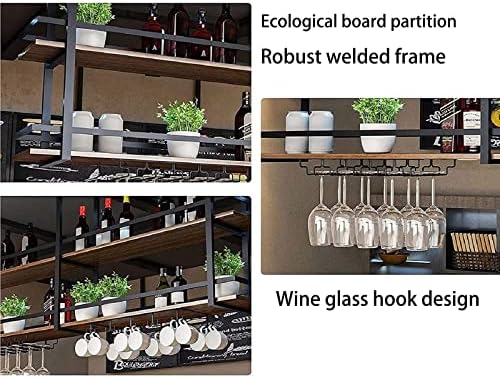 ZJDYDY Industrial 2-Tier Wall Wine Rack - Black 140x30x80cm