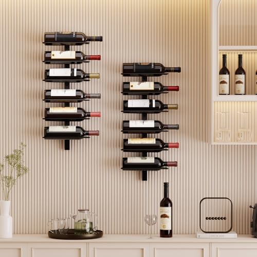 B4Life Wall Mounted 12 Bottle Wine Rack Black
