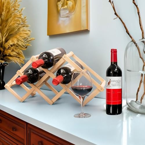 Wine Rack for 6 Bottles - Wood Natural 44cm