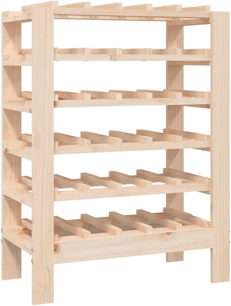 vidaXL Solid Wood Wine Rack 30 Bottles