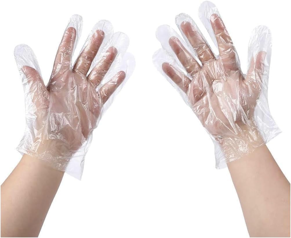 TEAWOO Disposable Plastic Gloves - Food Grade Transparent Waterproof Oil-Proof