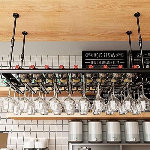 Adjustable Ceiling Wine Rack 100cm Metal Holder for Kitchen Bar