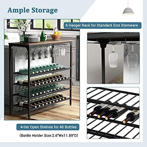 TMEOSK 5-Tier Freestanding Wine Rack with Glass Shelves