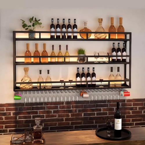 OMKUOSYA Wall-Mounted Wine Rack with LED Light