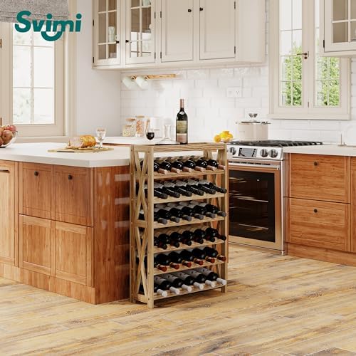 Svimi 6 Tier Solid Wood Wine Rack - 36 Bottles Storage