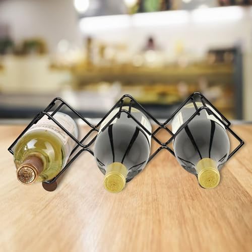 Nu Steel 5 Bottles Tabletop Wine Holder Black 1