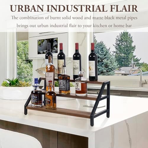 MyGift 3-Tier Wine Rack Industrial Rustic Design