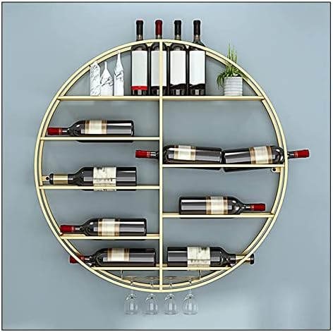ALDEPO Gold Round Wine Rack Wall Mount 60cm